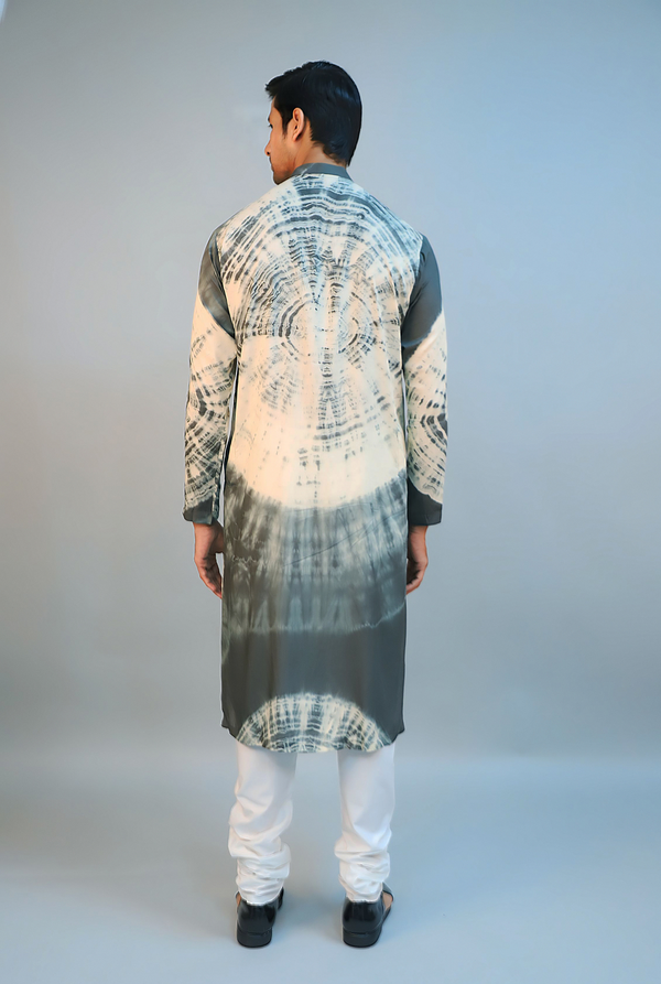 Dark Green Modal Silk Tie-Dye Kurta