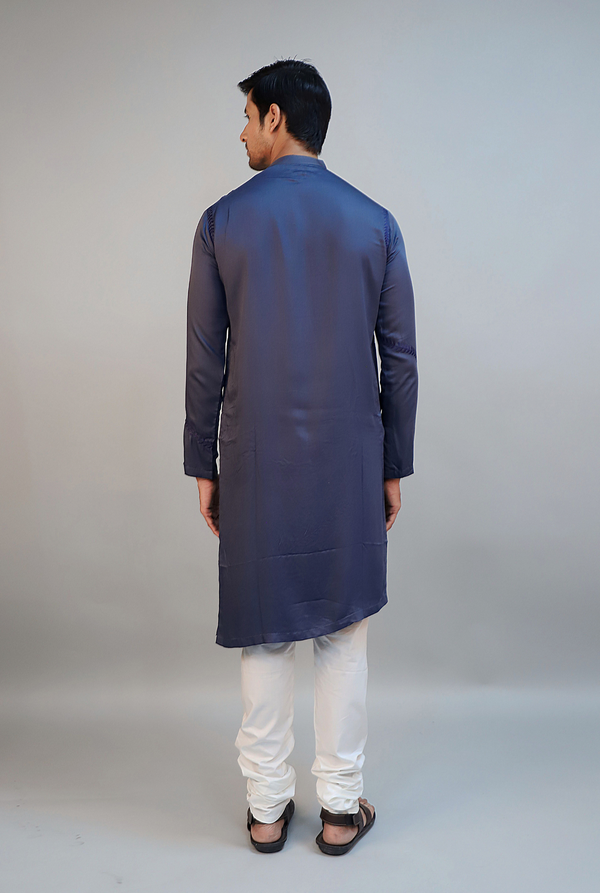 Deep Navy Blue Modal Silk Kurta Set