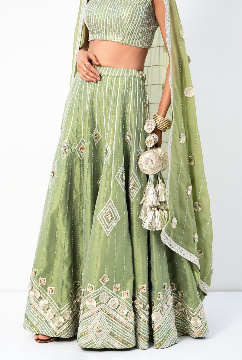 Phoolari Lehnga | light Green