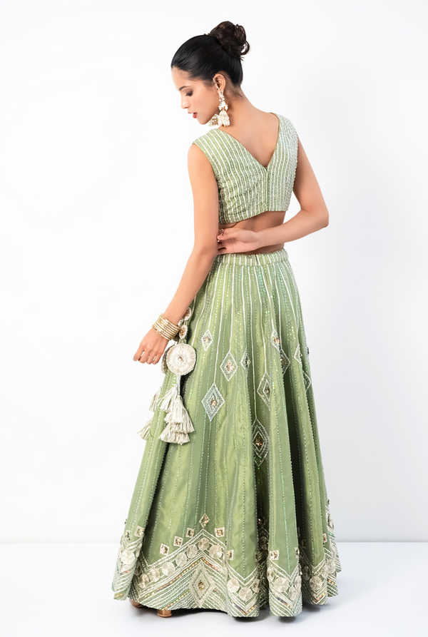 Phoolari Lehnga | light Green
