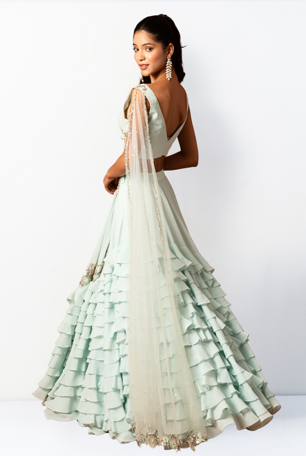 Rosa Lehenga Set | Sky Blue