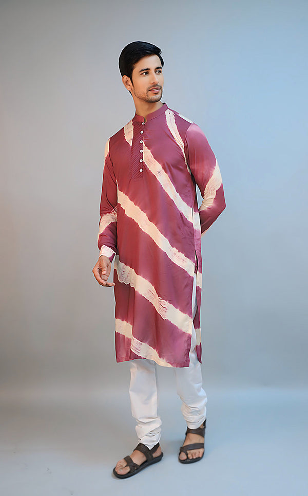 Wine Modal Silk Tie-Dye Kurta
