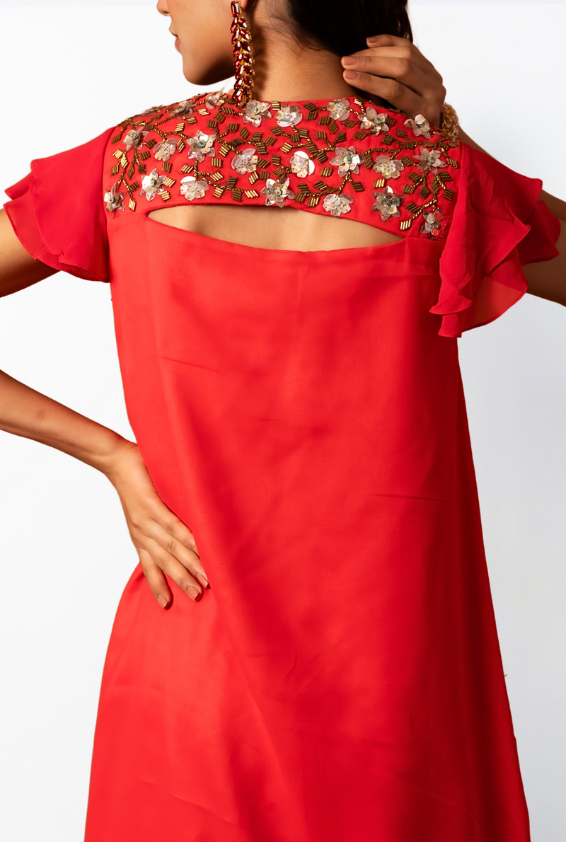 Rosa Long Kurta Set | Shades of Red