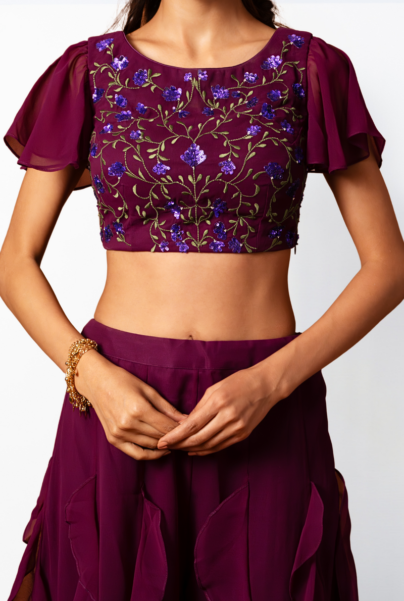 Rosa Choli Set | Deep Purple