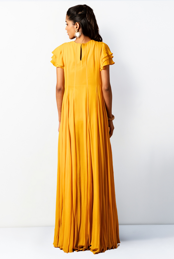 Rosa Yellow Frill Gown | Sun Yellow
