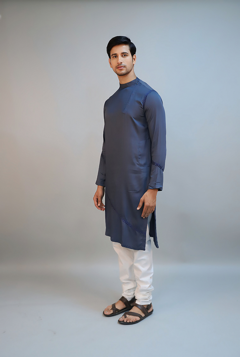 Deep Navy Blue Modal Silk Kurta Set