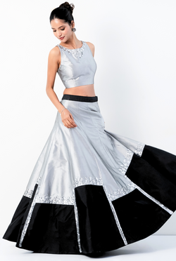 Arunya Lehenga | Grey & Black