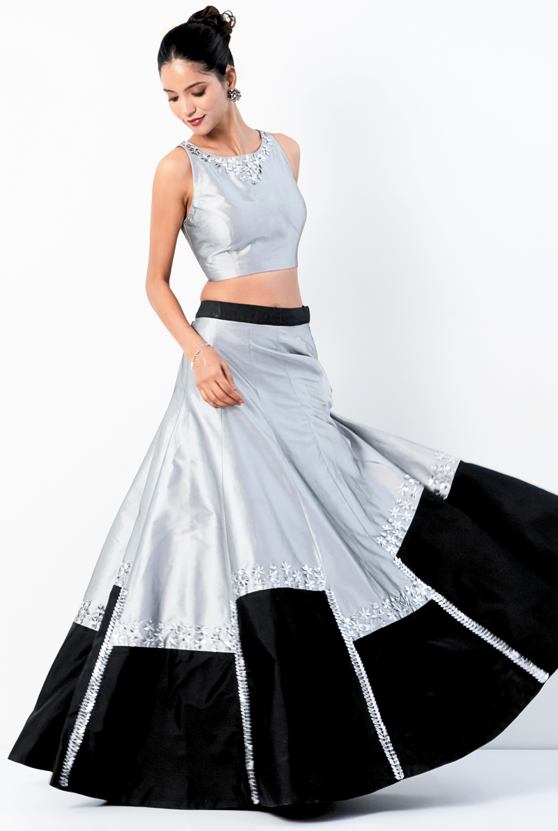 Arunya Lehenga | Grey & Black