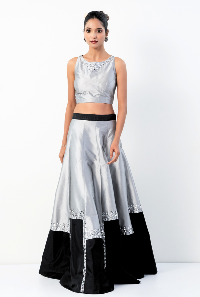 Arunya Lehenga | Grey & Black