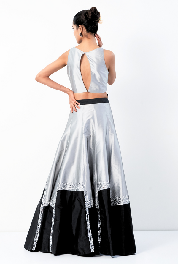 Arunya Lehenga | Grey & Black