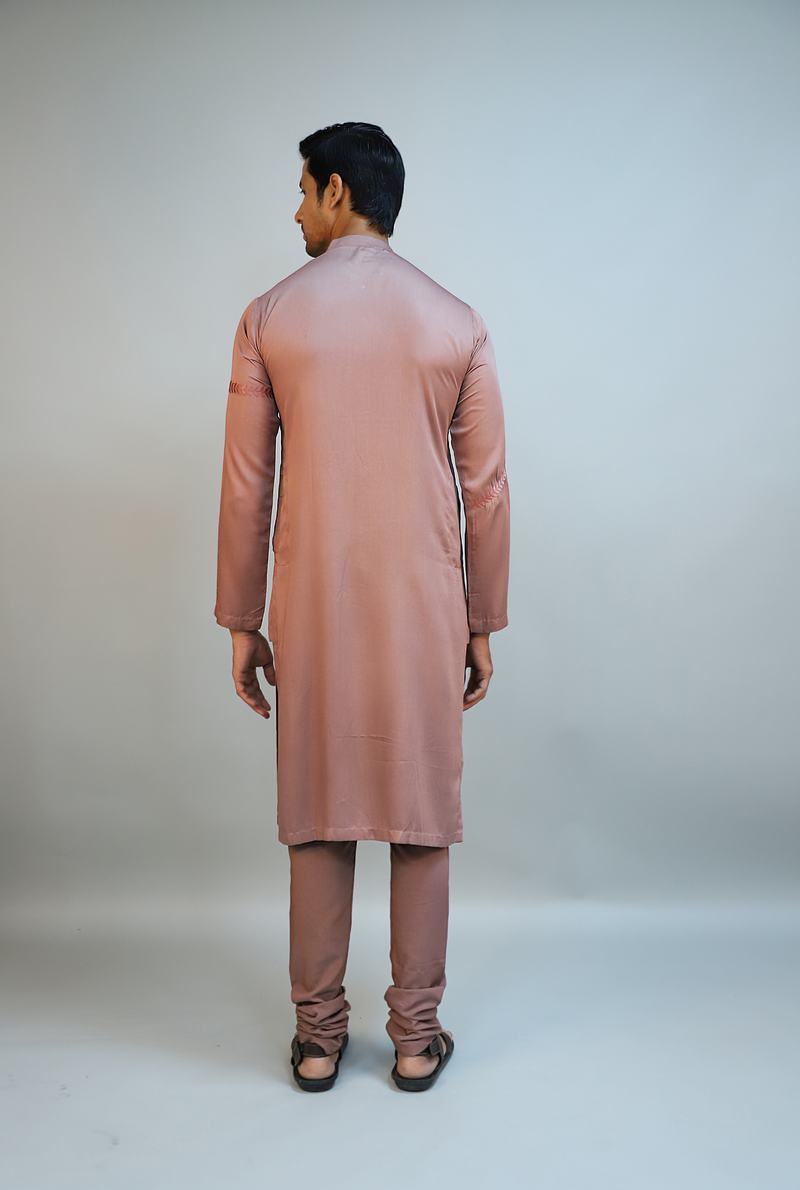 Deep Mauve Modal Silk Thread Embroidered Kurta Set