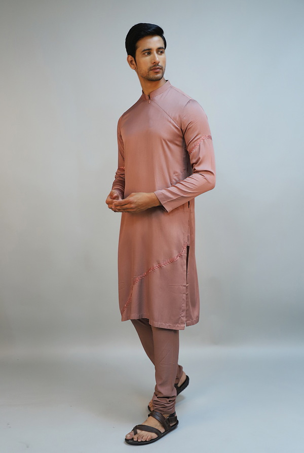 Deep Mauve Modal Silk Thread Embroidered Kurta Set