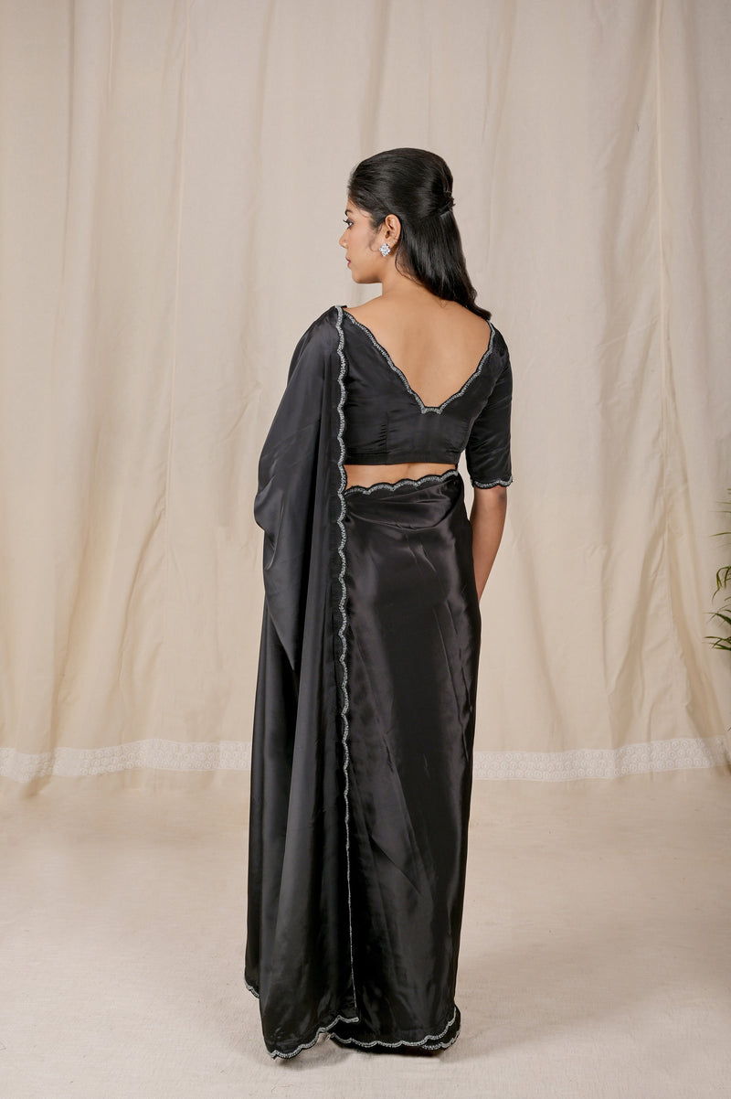 Elegant Charcoal Black Saree in Viscose Crape