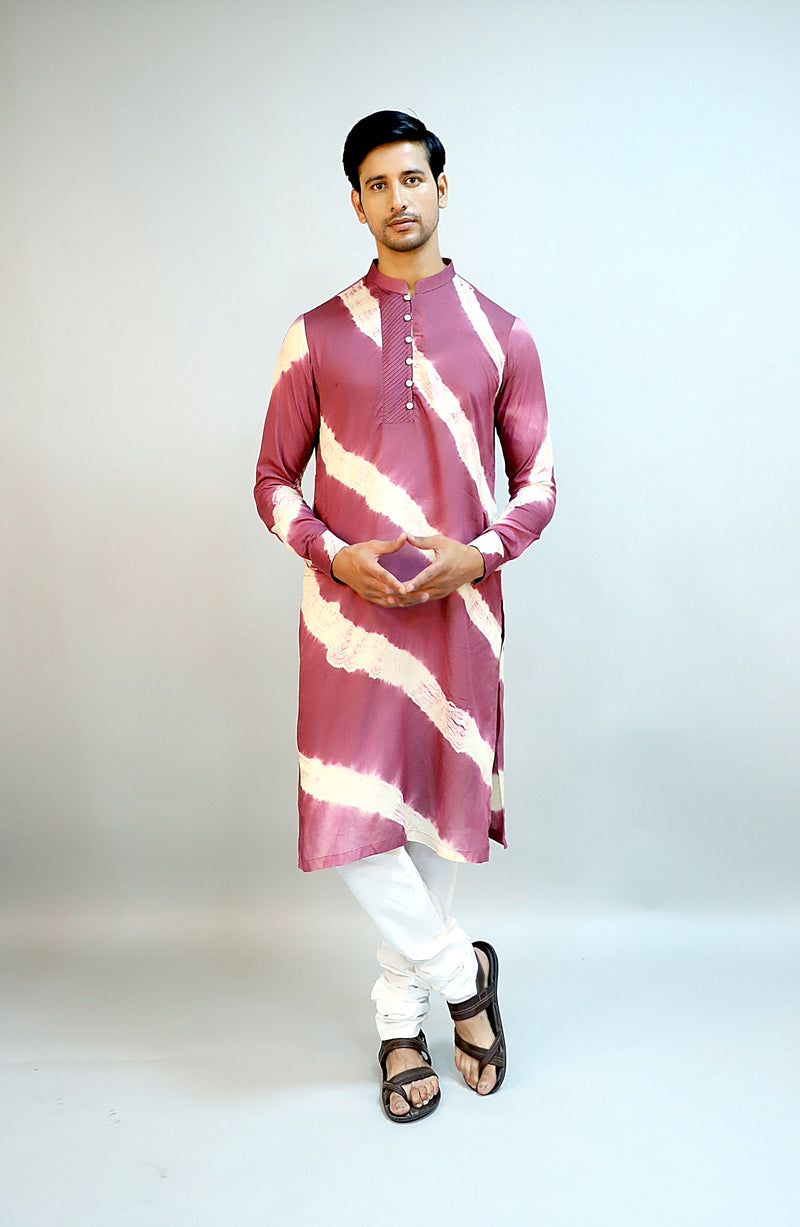 Wine Modal Silk Tie-Dye Kurta