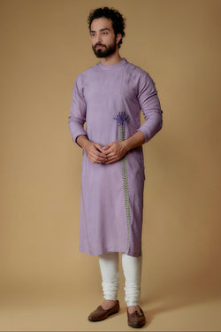 Lavender Modal Cotton Thread Embroidered Kurta Set