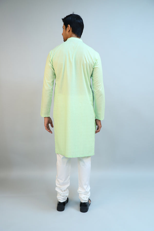 Florocent Green Colour Kurta in Cotton Lurex Fabric