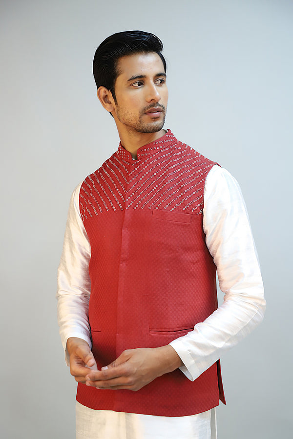 Fire Brick Red Bandhgala