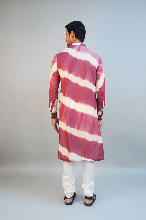 Wine Modal Silk Tie-Dye Kurta