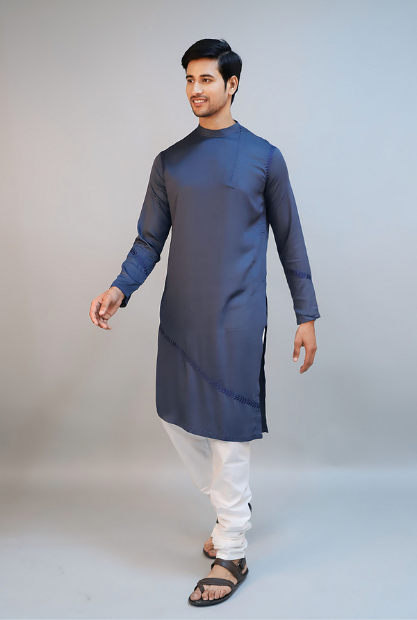 Deep Navy Blue Modal Silk Kurta Set
